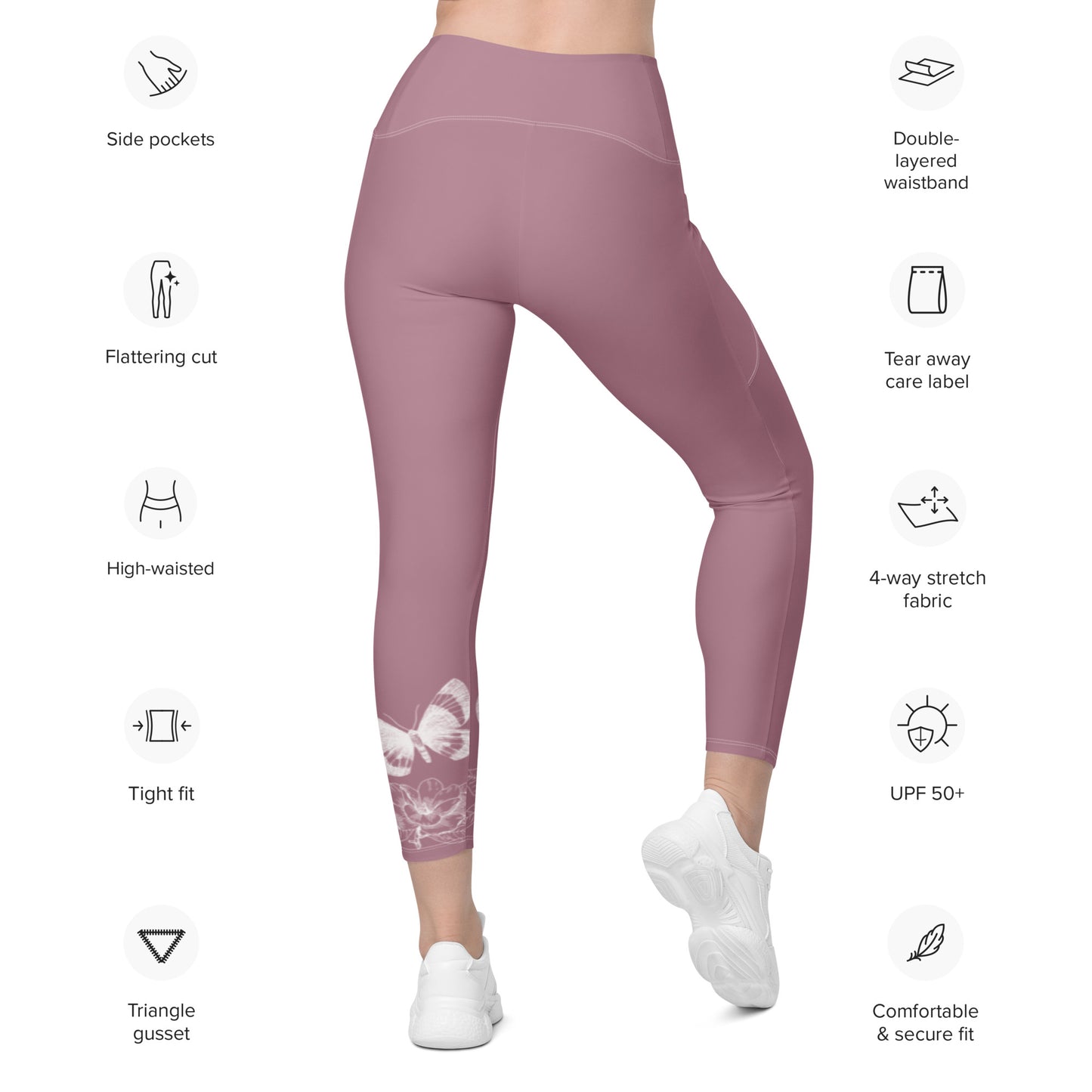 Betterfly Pink Leggings with pockets